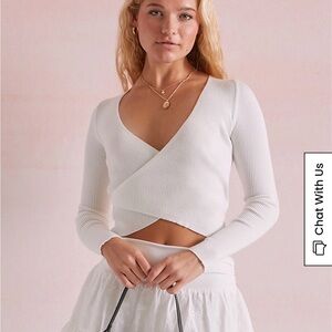 Pacsun White Ribbed Wrap Sweater